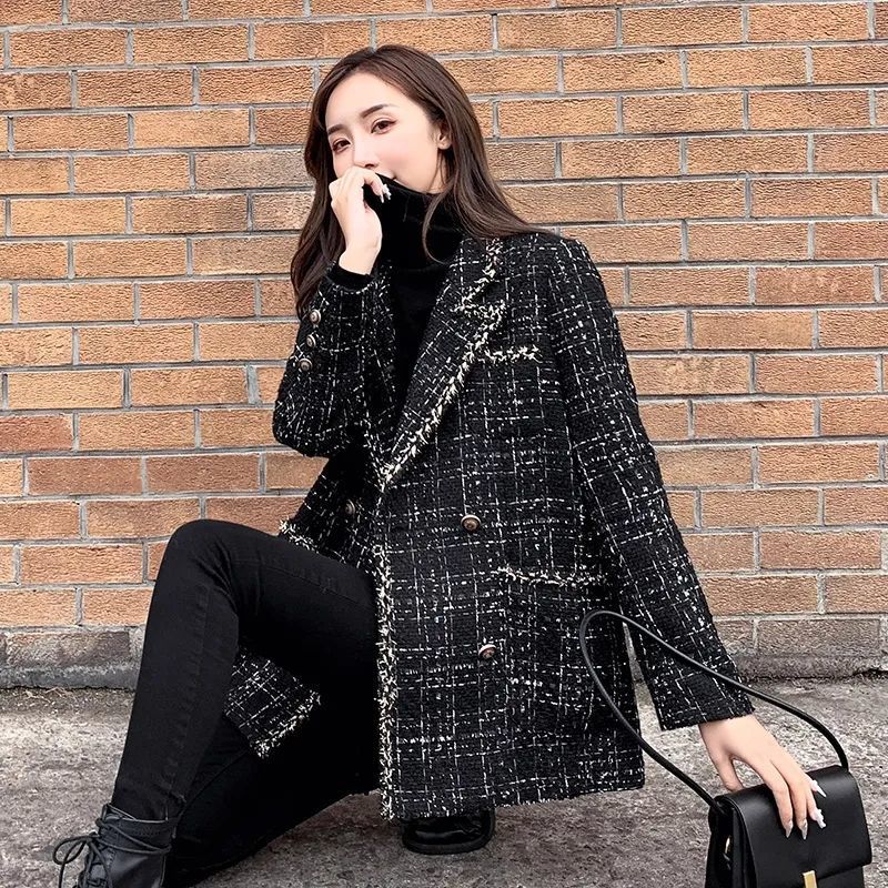 Contrast-Trim Wool-Look Coat