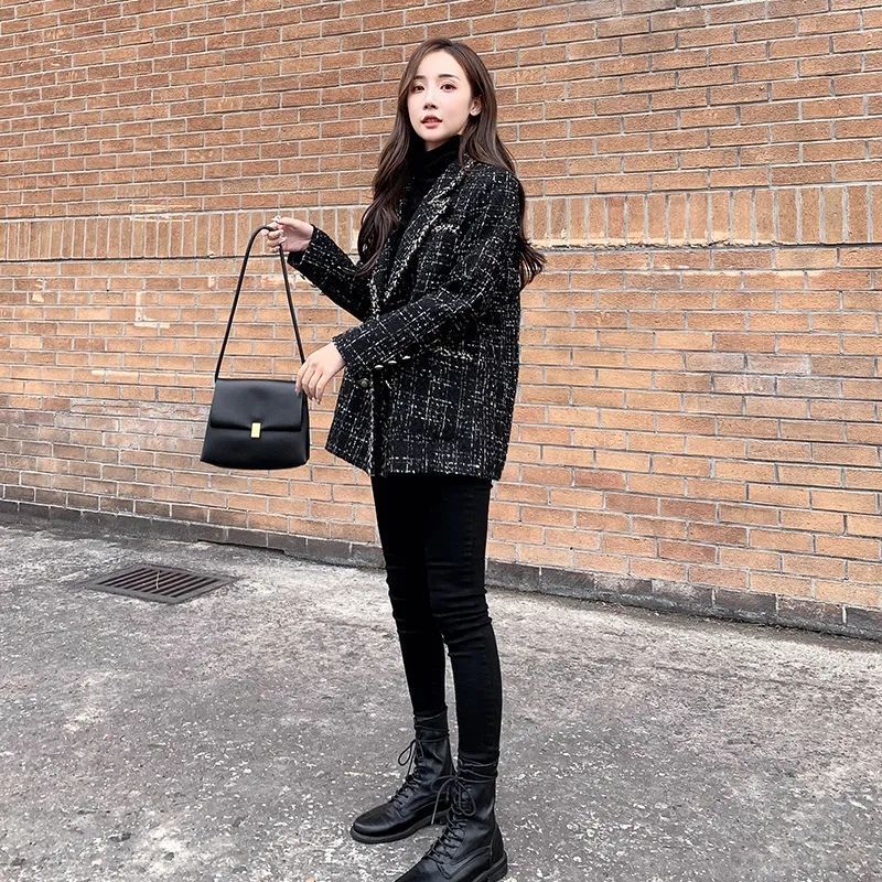 Contrast-Trim Wool-Look Coat