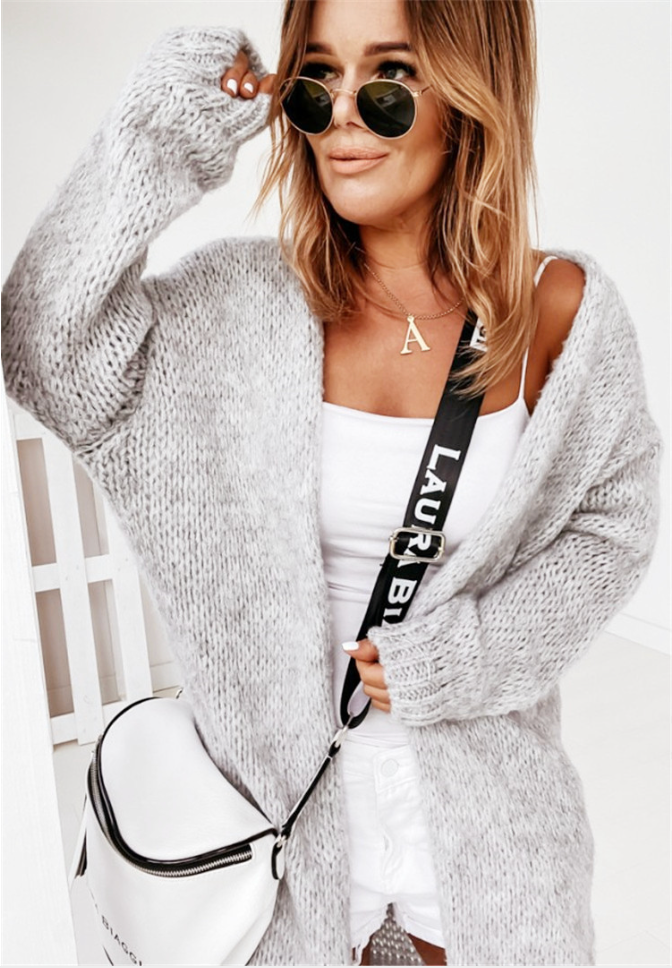 Loose Knit Cardigan Sweater