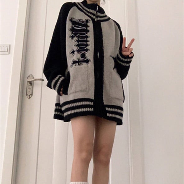 Zip-Through Knit Cardigan