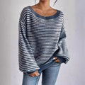 Off-Shoulder Striped Knit Sweater