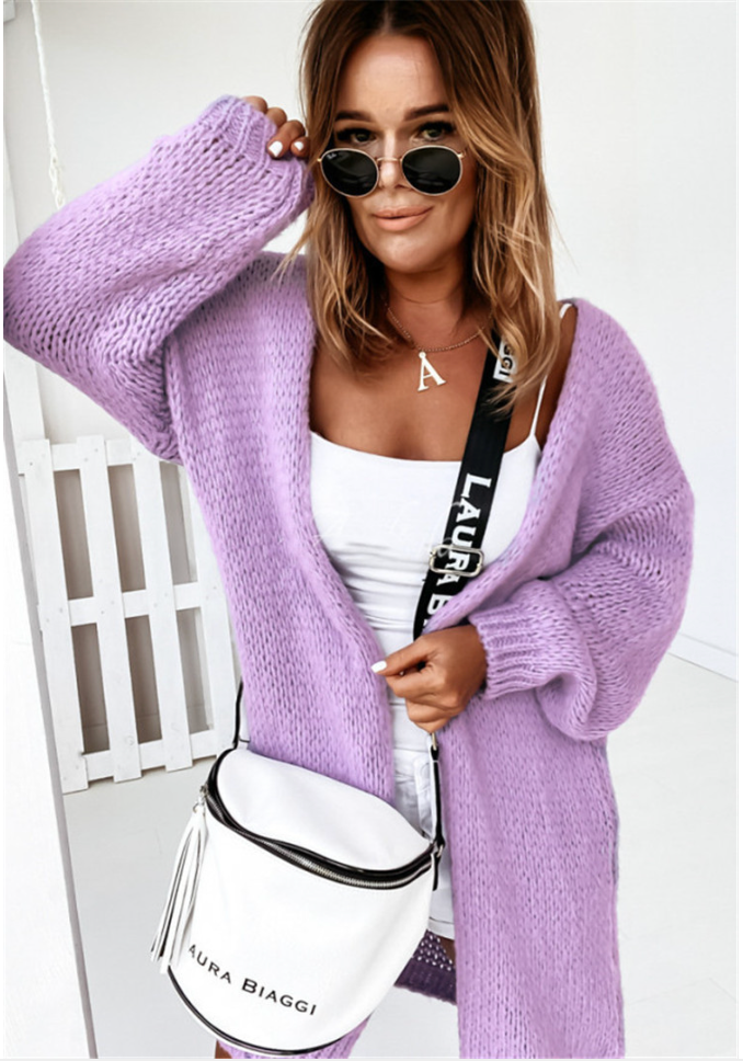 Loose Knit Cardigan Sweater