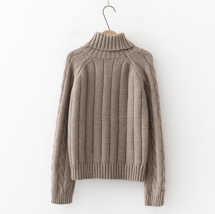 Cable-Knit High-Neck Sweater