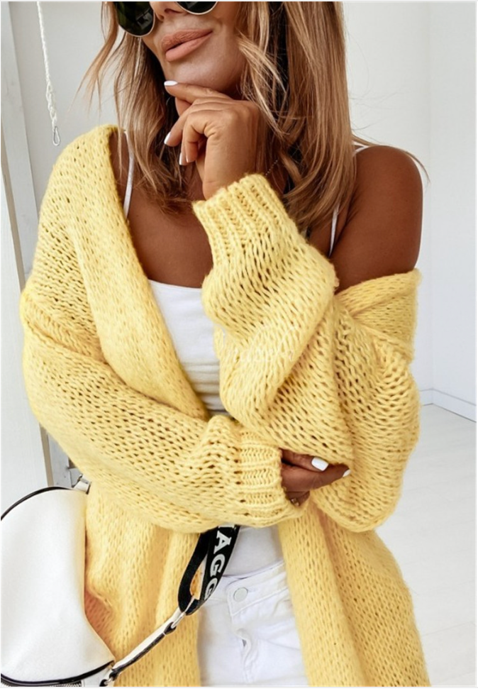 Loose Knit Cardigan Sweater