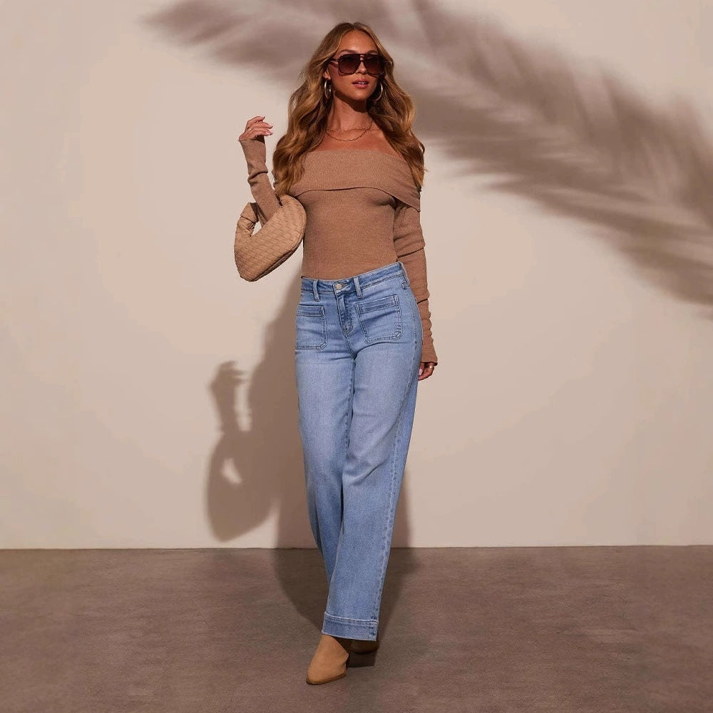 High-Waisted Stretch Jeans