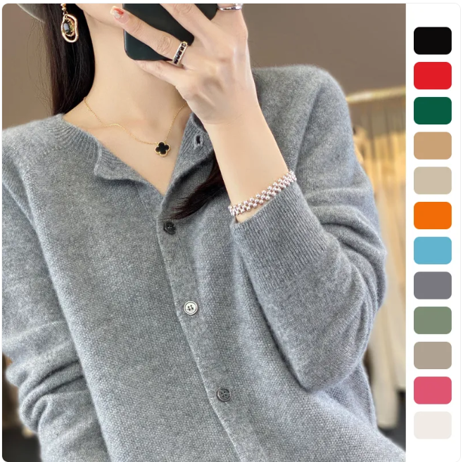 Women's Wool Button Cardigan