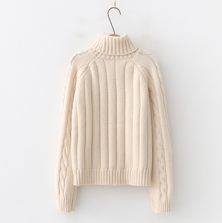 Cable-Knit High-Neck Sweater