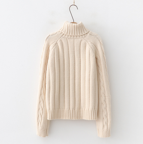 Cable-Knit High-Neck Sweater