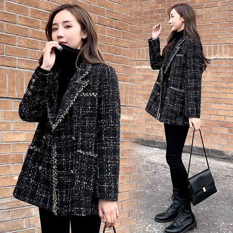 Contrast-Trim Wool-Look Coat
