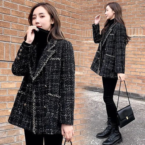 Contrast-Trim Wool-Look Coat