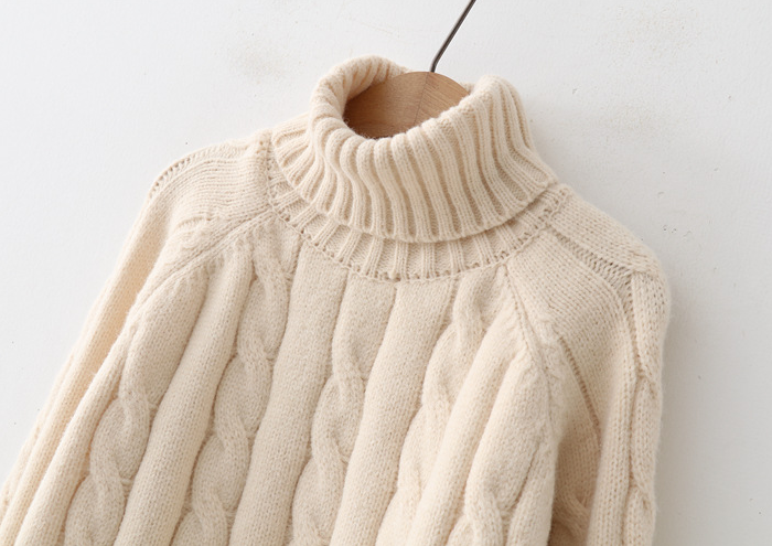 Cable-Knit High-Neck Sweater